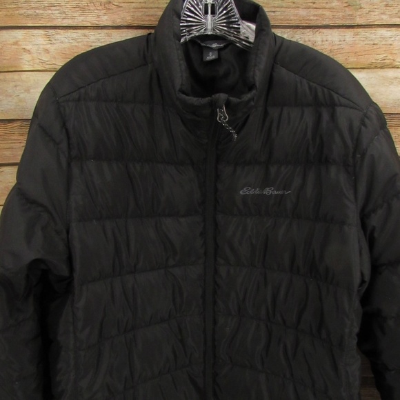 Eddie Bauer Black Zip Front Down Puffer Jacket Men's M - Picture 6 of 14